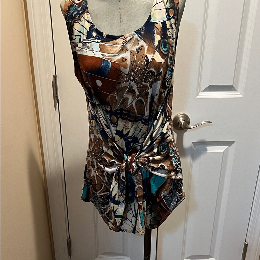 Attitudes by Renee Multicolor Abstract Butterfly Tank Top